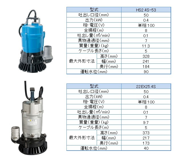 その他機械_水中ポンプ_HS24S・22EX25.4S